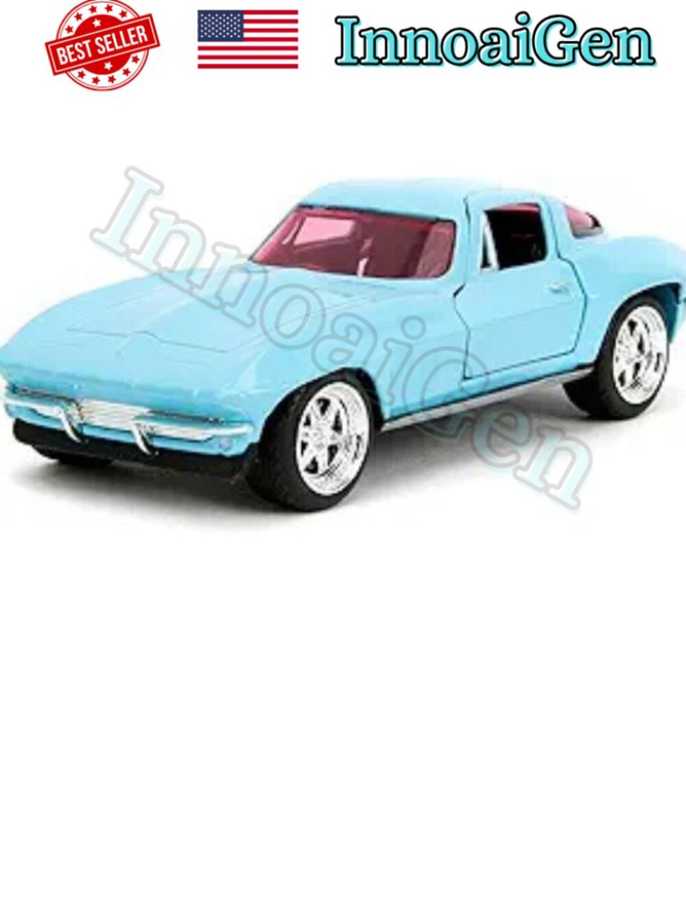 Jada Pink Slips 1966 Chevrolet Corvette Die-Cast 1:64 Scale Light Blue New Box